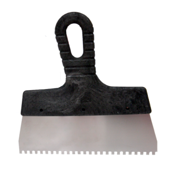 Шпатель зубчатый 200 мм с черной ручкой зуб 8*8 мм 311-1200