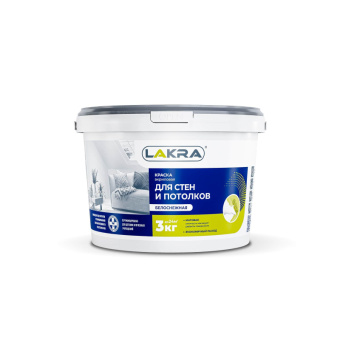 Краска акриловая для стен и потолков Лакра белоснежная 3кг