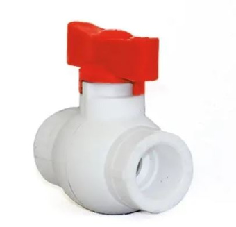 Кран шаровой полипропиленовый  красная ручка баб. 25мм  (50/10)