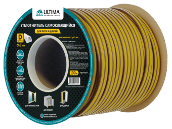 Уплотнитель Ultima D100  9*8мм самоклеящийся черный Уплотнитель Ultima D100  9*8мм самоклеящийся черный