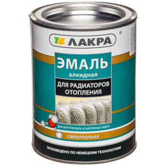 Эмаль алкидная для радиаторов Лакра Белая полуматовая 0,9кг Л-С Эмаль алкидная для радиаторов Лакра Белая полуматовая 0,9кг Л-С