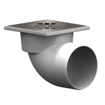 Трап горизонтальный выпуск  110мм 150*150мм нерегулируемый решетка нерж. сталь гидрозатвор