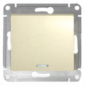 Механизм Выключателя СП 1-кл. с подсветкой бежевый "GLOSSA" (упак.20) GSL000213