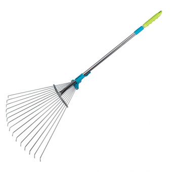 Грабли веерные 15-зубые стальные стальной черенок телескоп Palisad  LUXE