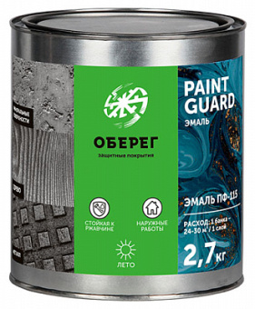 Эмаль ПФ-115 PaintGuard ярко-зелёный 2,7кг (4)