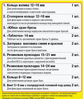 Набор сантехнических прокладок "Сантехник" №7 (Капелька) 