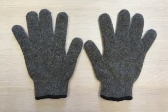 Перчатки трикотажные полушерстяные серые ДВОЙНЫЕ Аляска