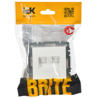 Механизм Розетки компьют. СП 2-ая RJ45 кат.5E РК10-2-БрБ бел. BRITE IEK (упак.100/10)